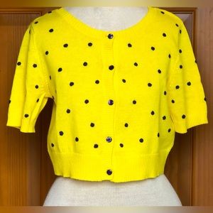 PARAMETER sS bright yellow crop cardigan. Navy polka dots Sooo cute!! Looks new